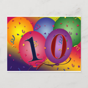 10 Jahre alte Geburtstagsballons! Postkarte