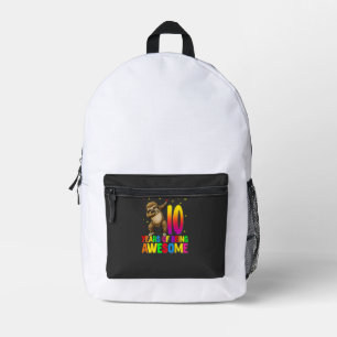 10 Jahre alte Geburtstagsfaultier Dabbing 10. Gebu Bedruckter Rucksack