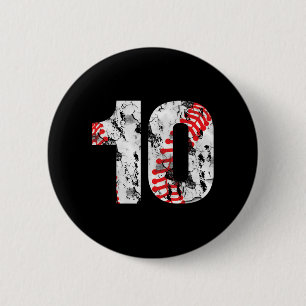 10 Jahre alte Geschenke Nummer 10 Baseball 10. Geb Button