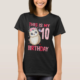 10 Jahre alte Girl Girls Owls Owl 10. Geburtstag T-Shirt