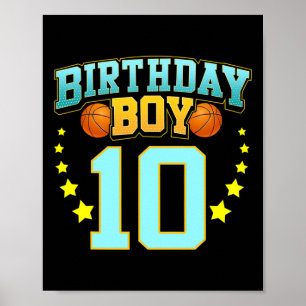 10 Jahre alter Basketball Spieler 10. Geburtstagsp Poster