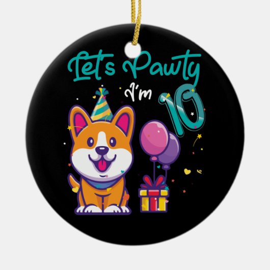 10 Jahre alter Corgi Hund über 10. Geburtstag Keramik Ornament (Vorne)