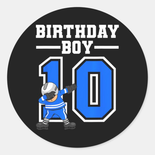 10 Jahre alter Eishockeyspieler 10. Geburtstag K Runder Aufkleber (Vorderseite)