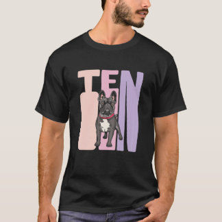 10 Jahre alter französischer Bulldog Frenchie Love T-Shirt