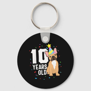 10 Jahre alter Geburtstagsoutfit Französische Bull Schlüsselanhänger