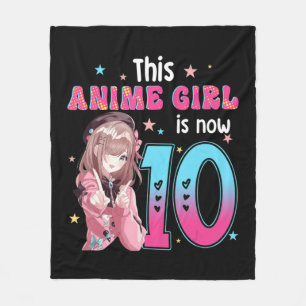 10 Jahre alter Girl Kawaii Gifts Anime Girl 10. Bi Fleecedecke
