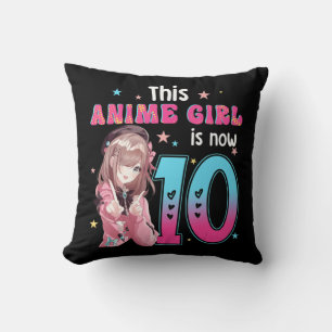10 Jahre alter Girl Kawaii Gifts Anime Girl 10. Bi Kissen