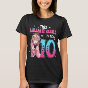 10 Jahre alter Girl Kawaii Gifts Anime Girl 10. Bi T-Shirt