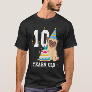 10 Jahre alter Mops Geburtstag Hund Lover Party Ki T-Shirt
