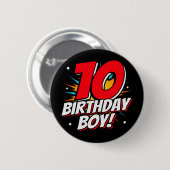 10 Jahre alter Superheld Geburtstag Junge 10. Gebu Button (Vorne & Hinten)