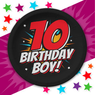 10 Jahre alter Superheld Geburtstag Junge 10. Gebu Pappteller