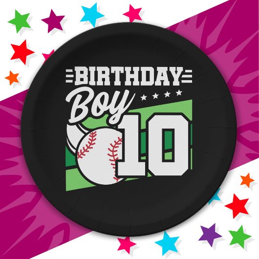 10 Jahre altes Baseball Party Thema 10. Geburtstag Pappteller