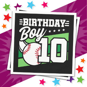 10 Jahre altes Baseball Party Thema 10. Geburtstag Serviette