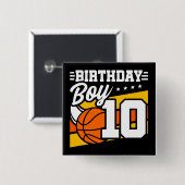 10 Jahre altes Basketball Party 10. Geburtstag Jun Button (Vorne & Hinten)