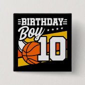 10 Jahre altes Basketball Party 10. Geburtstag Jun Button (Vorderseite)