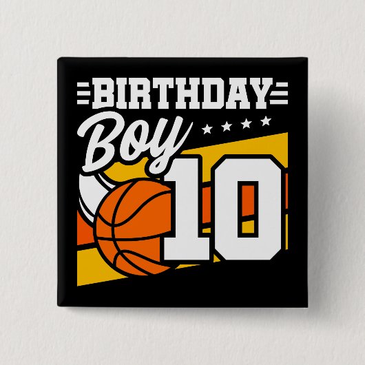 10 Jahre altes Basketball Party 10. Geburtstag Jun Button (Vorderseite)