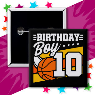 10 Jahre altes Basketball Party 10. Geburtstag Jun Button