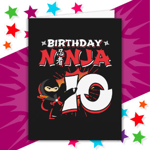 10 Jahre altes Comic Buch Stil Ninja 10. Geburtsta Karte
