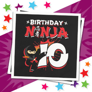 10 Jahre altes Comic Buch Stil Ninja 10. Geburtsta Serviette