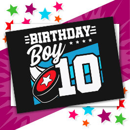 10 Jahre altes Hockey Party Thema 10. Geburtstag J Postkarte