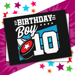 10 Jahre altes Hockey Party Thema 10. Geburtstag J Postkarte