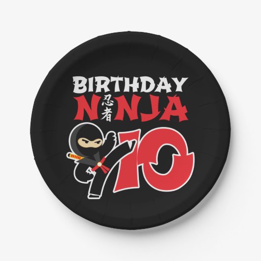 10 Jahre altes Karate Ninja Party Kinder 10. Gebur Pappteller (Vorderseite)