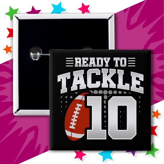 10 Jahre altes Tackle Football Party 10. Geburtsta Button