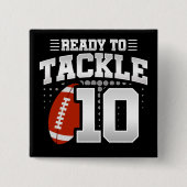 10 Jahre altes Tackle Football Party 10. Geburtsta Button (Vorderseite)