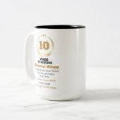 10 Jahre Betriebszugehörigkeit Mitarbeiter Anerken Zweifarbige Tasse (Vorderseite Links)
