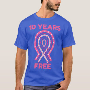 10 Jahre Brustkrebs Überlebende Pink Hearts Ribbon T-Shirt