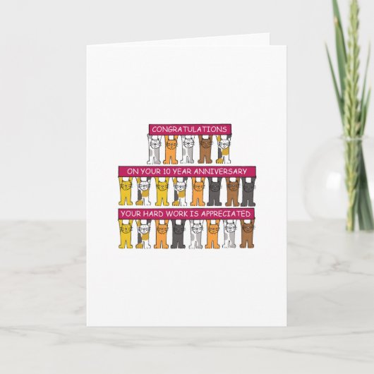 10 Jahre Cartoon Jubiläum Katzen Karte (Vorderseite)