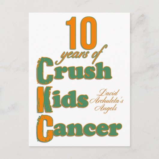 10 Jahre Crush Kids Krebs Postkarte (Vorderseite)