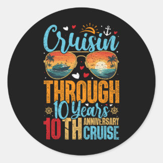 10 Jahre durchcruisen 10. Hochzeitstag  Runder Aufkleber