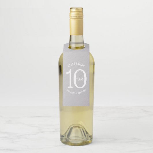 10 Jahre Firmenjubiläum Party Metallic Look Flaschenanhänger (Auf Flasche)