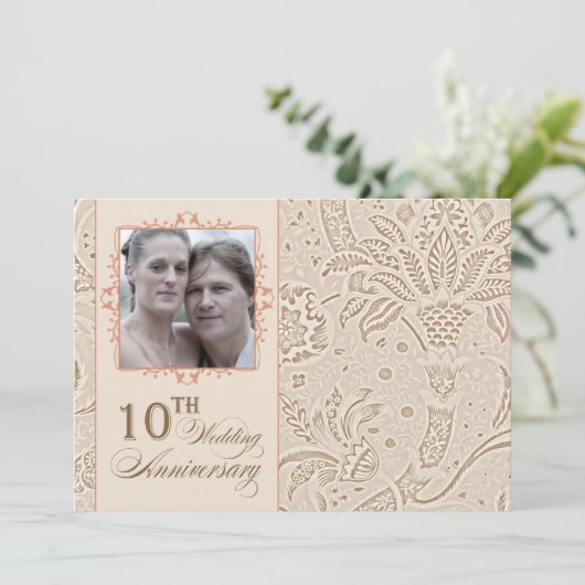 10 Jahre Foto Hochzeitstag Vintag Einladung (Stehend Vorderseite)