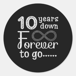 10 Jahre für immer Niedlichen 10. Hochzeit Anni Runder Aufkleber