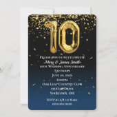 10 Jahre Gold Balloons Confetti Einladung (Vorderseite)
