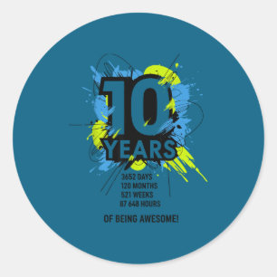 10 Jahre großartig 10. Geburtstag Mädchen Junge D Runder Aufkleber