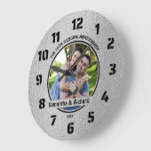 10 Jahre Hochzeit Jubiläum Ehepaar Name Foto Tin Große Wanduhr (Winkel)