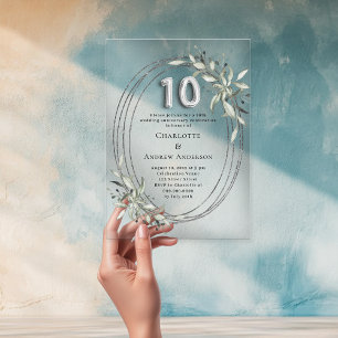 10 Jahre Hochzeitstag Silber Grün klar Acryleinladungen