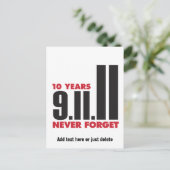 10 Jahre Jahrestag 11. September Postkarte (Stehend Vorderseite)