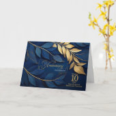 10 Jahre Mitarbeiterjubiläum Blue Botanical CUSTOM Karte (Gelbe Blume)