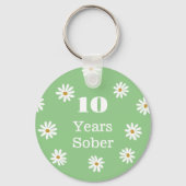 10 Jahre nüchtern, personalisierbar Sobriety Daisy Schlüsselanhänger (Vorderseite)