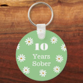 10 Jahre nüchtern, personalisierbar Sobriety Daisy Schlüsselanhänger (Vorderseite)
