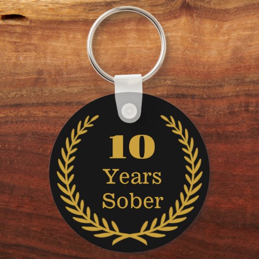 10 Jahre nüchtern, personalisierbar Sobriety Keepa Schlüsselanhänger (Vorderseite)