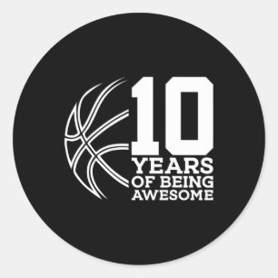 10 JAHRE PHANTASTISCHER BASKETBALL 10. GEBURTSTAG RUNDER AUFKLEBER