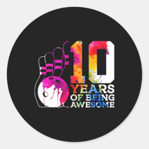 10 Jahre Phantastischer Bowling 10. Geburtstag Runder Aufkleber