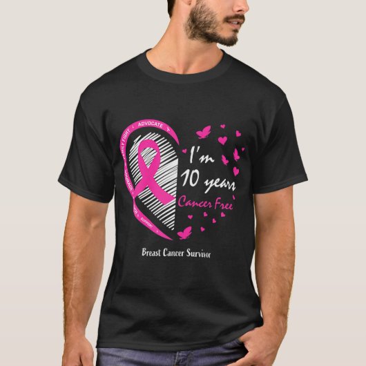 10 Jahre Überleben Frauen Mama Rosa Brustkrebs T-Shirt (Vorderseite)