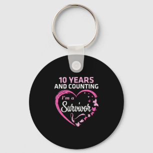 10 Jahre und zähle eine Brustkrebsüberlebende Schlüsselanhänger