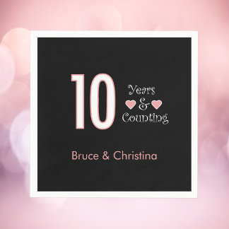 10 Jahre und Zählen Jahrestag personalisieren Serviette